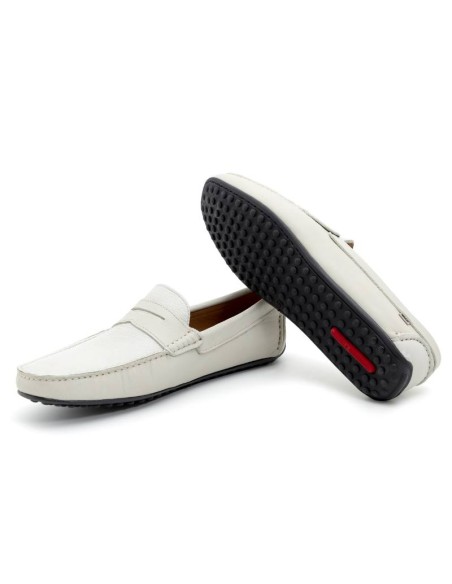 White leather moccasin