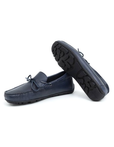Blue leather moccasin