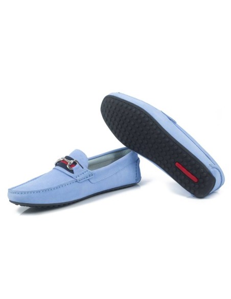 Mocassin suède bleu SEKIO-AZUL