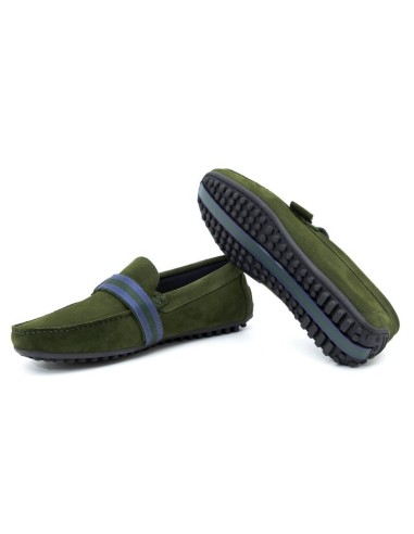 Green suede moccasin