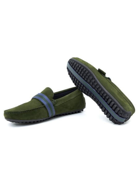 Green suede moccasin