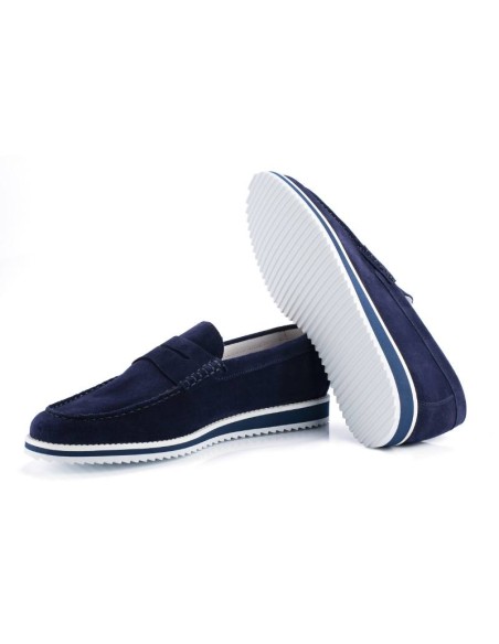 Blue suede moccasin