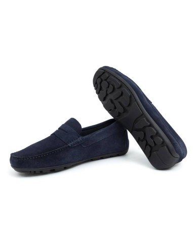Mocasín de ante con antifaz color azul