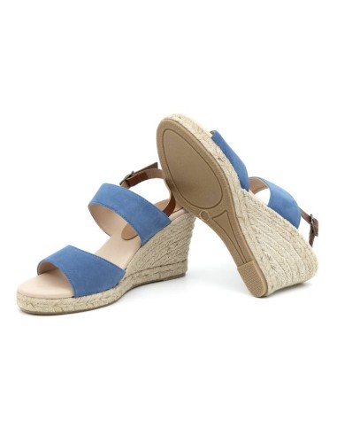 Blue suede leather and plain leather espadrilles for women