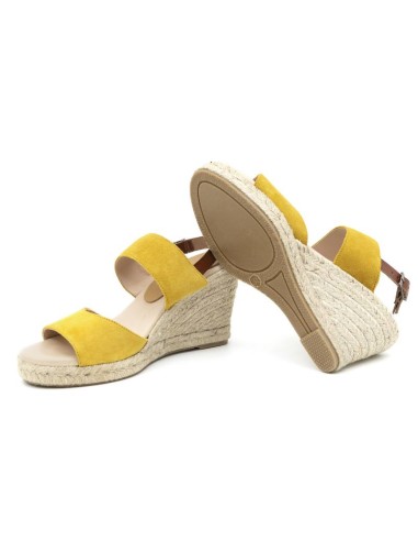 Espadrilles femme suède et cuir venu W-AHINOA-YELLOW