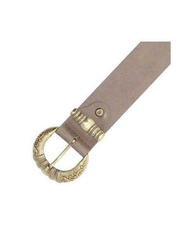 Beige leather women's belt