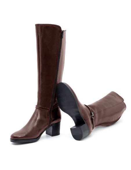 bottes femme de peau marron W-NORTI-MARRON