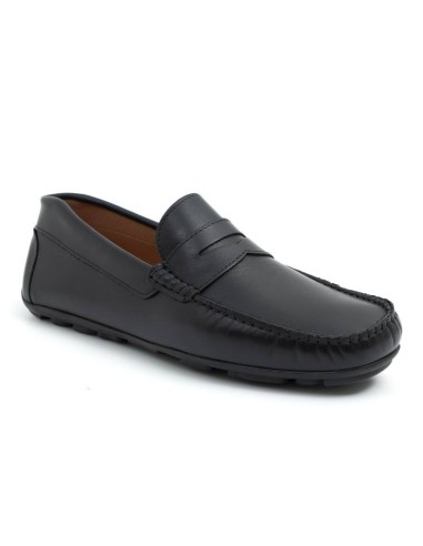 Black leather moccasin