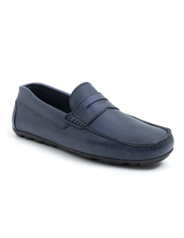Mocassin de peau bleu BHOME-BLUE