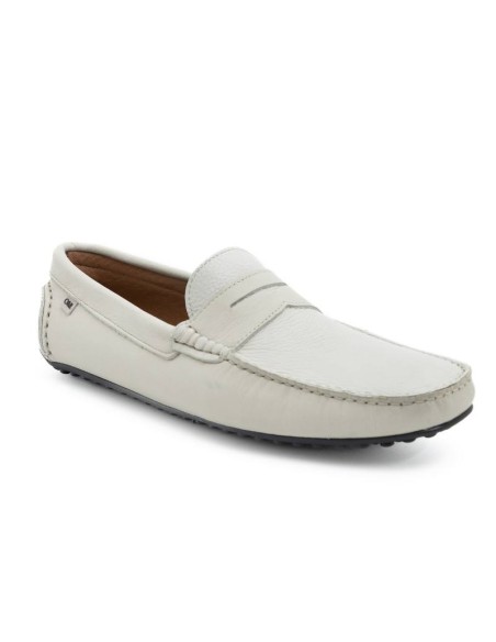 White leather moccasin