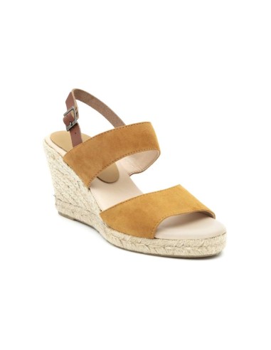Light Brown suede leather and plain leather espadrilles for women