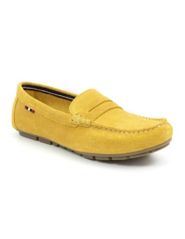 Mocasines de mujer de ante con antifaz color amarillo