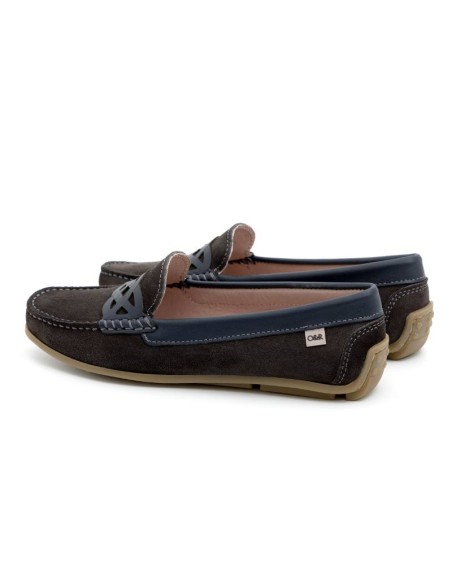 Mocasines de mujer de ante con antifaz color marrón