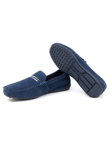 Mocasín de ante con cinta color azul