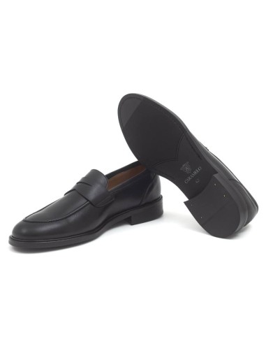 Black leather moccasin