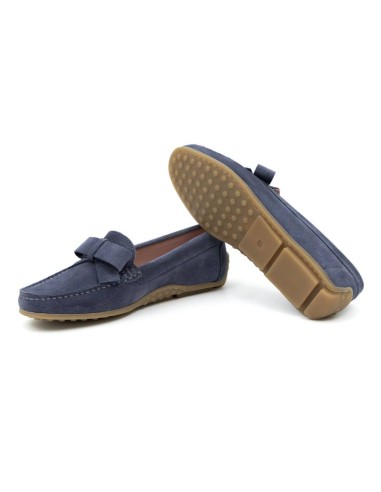 Blue suede women's mocassins