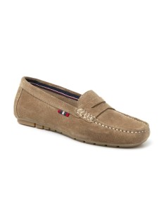 Mocasines de mujer de ante con antifaz color beige