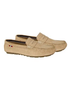 Beige suede women's mocassins