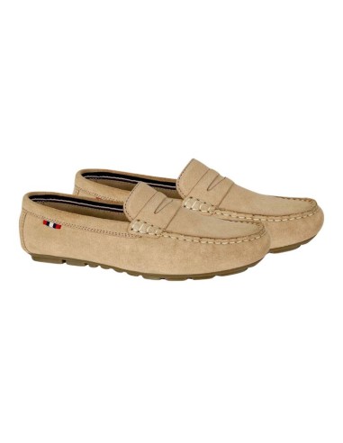 Beige suede women's mocassins