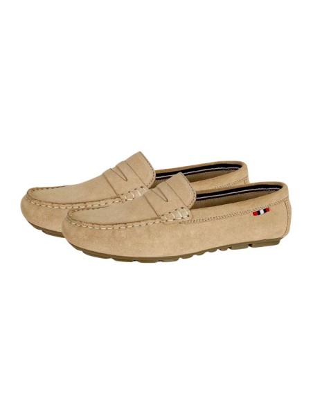 Beige suede women's mocassins