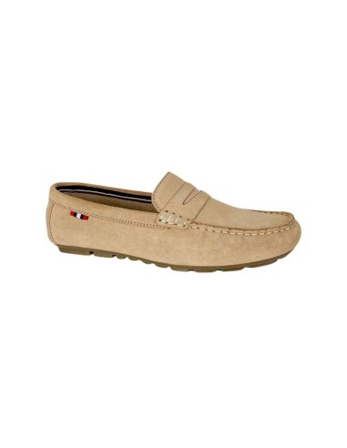 Mocasines de mujer de ante con antifaz color beige