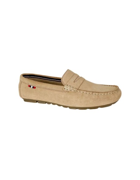 Mocasines de mujer de ante con antifaz color beige