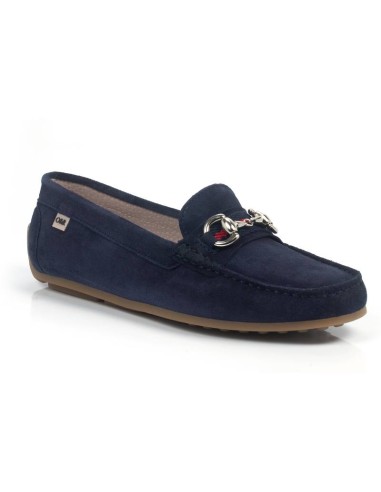 Blue suede women's moccasins