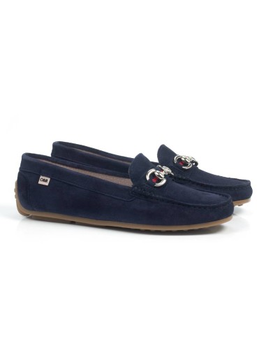 Blue suede women's mocassins