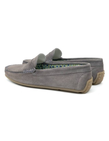 Grey suede women's moccasins