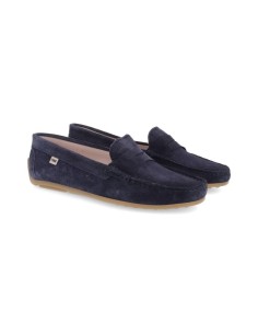 Blue suede women's moccasins