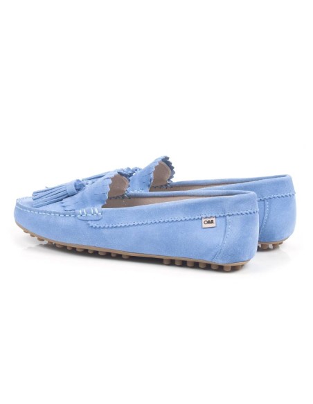 Blue suede women's mocassins