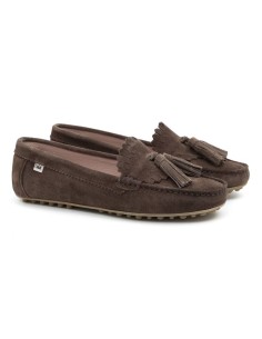 Beige suede women's moccasins