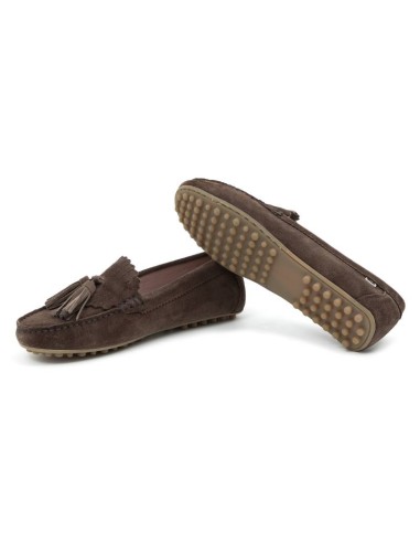 Beige suede women's moccasins
