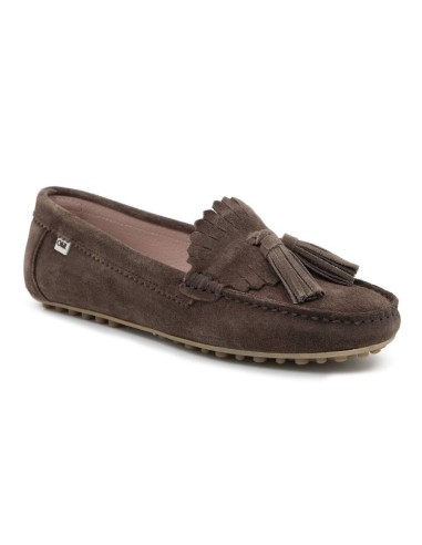 Beige suede women's moccasins