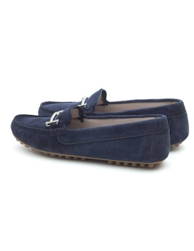 Blue suede women's moccasins