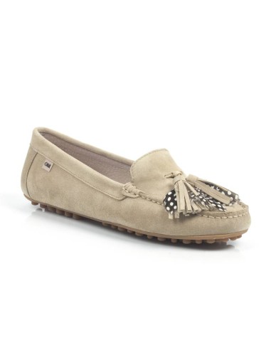Beige suede women's moccasins