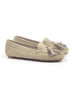 Beige suede women's moccasins 2