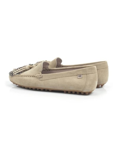 Beige suede women's mocassins
