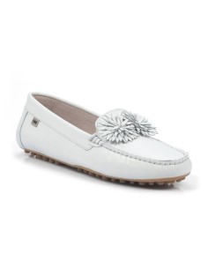White leather women's mocassins
