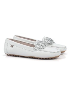 White leather women's mocassins 2