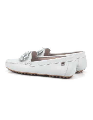 White leather women's mocassins