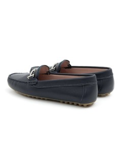 Blue leather women's mocassins 2