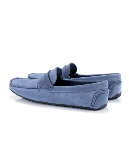 Mocasín de ante con antifaz color azul