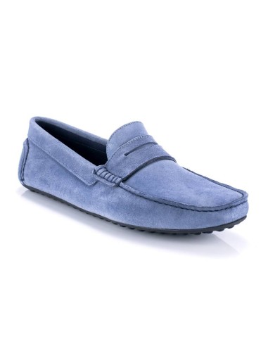 Blue suede moccasin