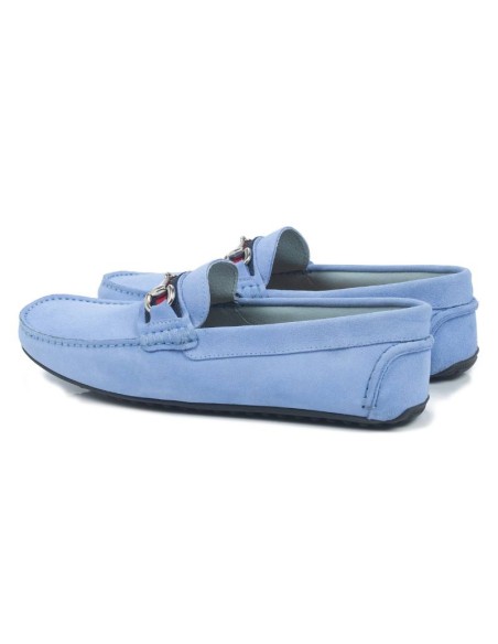 Blue suede moccasin