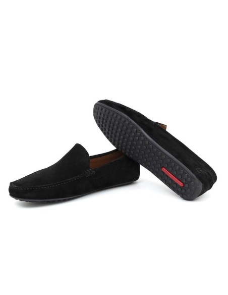 Mocassin suède le noir SELAMI-NEGRO