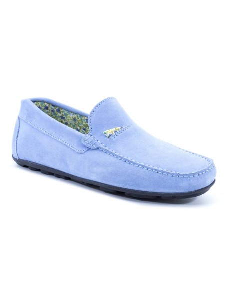 Mocasín de ante afelpado color azul