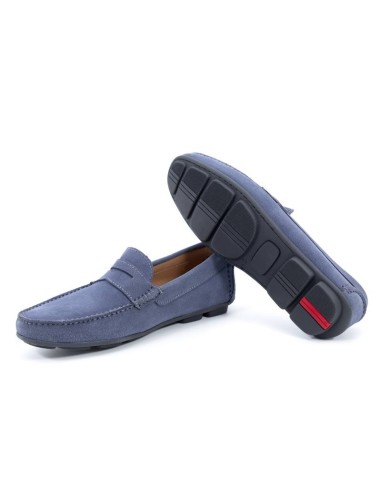 Blue suede moccasin