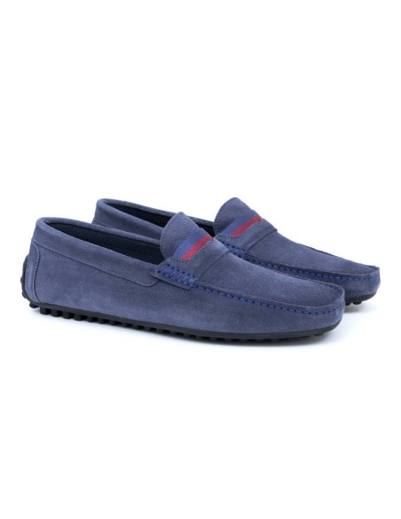 Blue suede moccasin
