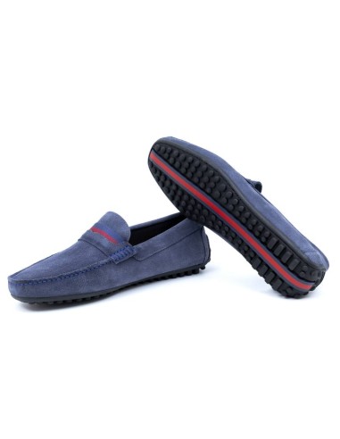 Mocasín de ante con antifaz color azul